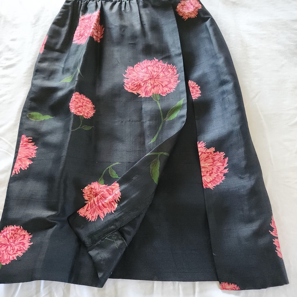 Vintage Silk Black Floral Print Dress Fashioned by Martha Clyde New York - Picture 3 of 10